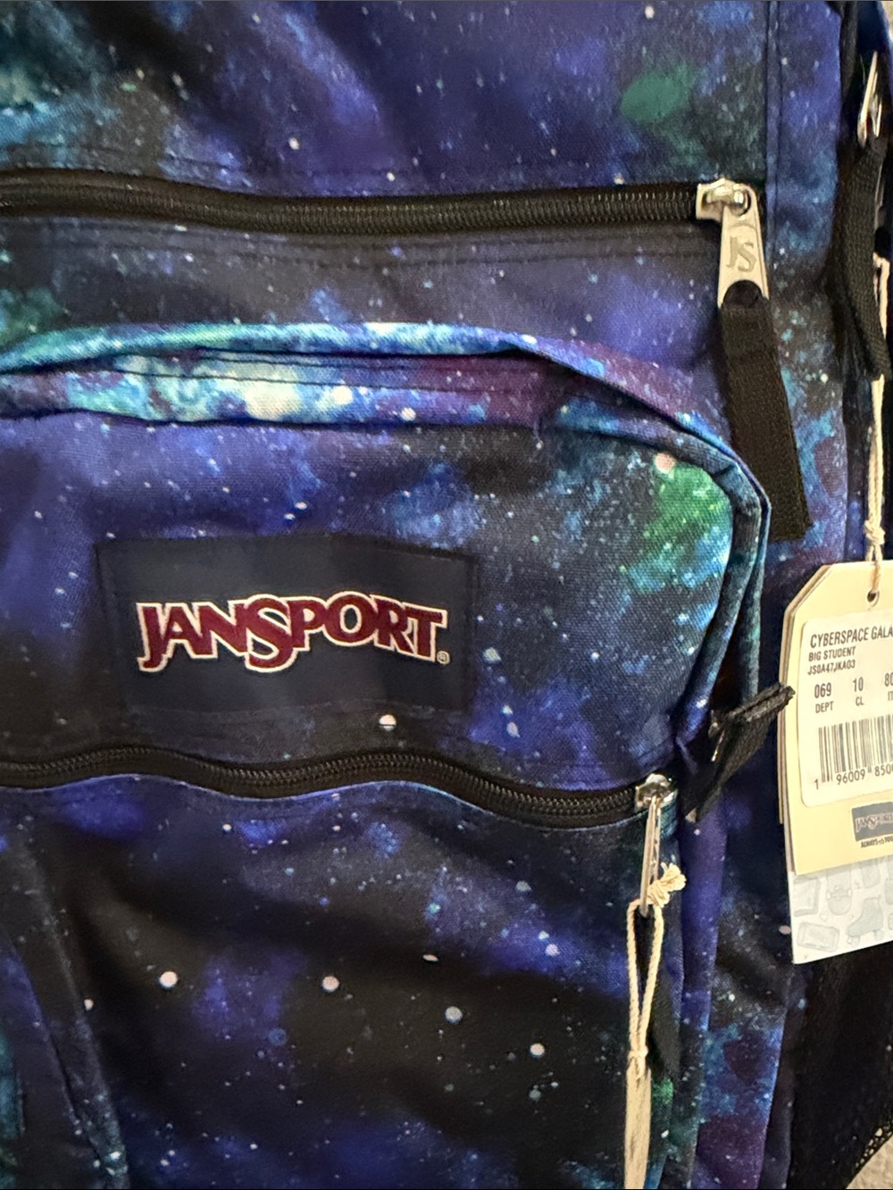 Jansport Blue Galaxy Print Big Student Backpack NEW - Picture 4 of 4